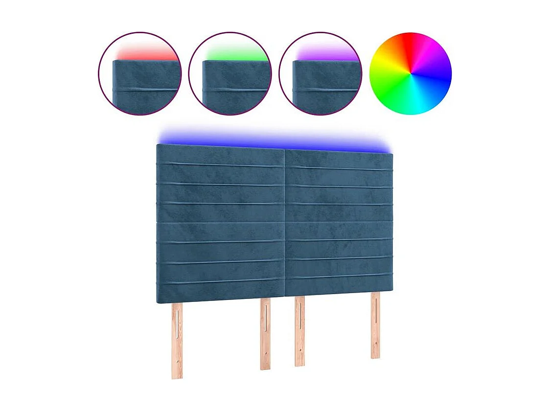 Tête de lit à LED Bleu foncé 144x5x118-128 Velours