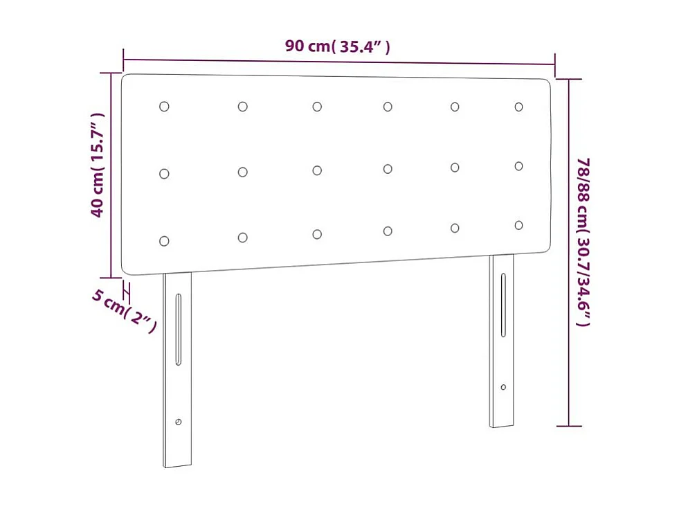 Tête de lit à LED Gris 90x5x78-88 Similicuir
