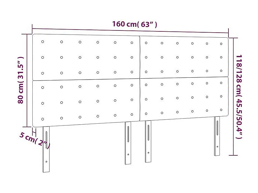 Tête de lit à LED Gris clair 160x5x118-128 Velours