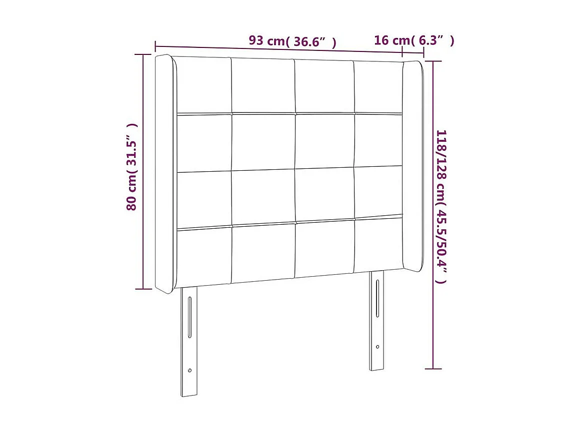 Tête de lit à LED Gris foncé 93x16x118-128 Velours