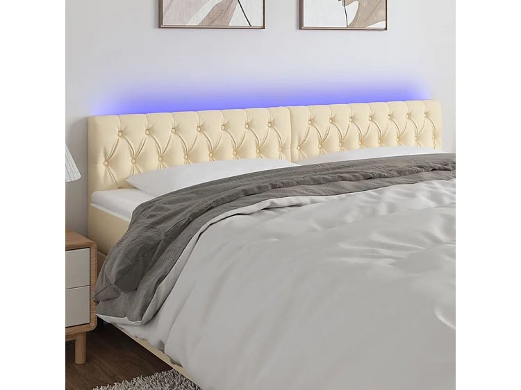 Tête de lit à LED Crème 180x7x78-88 Tissu