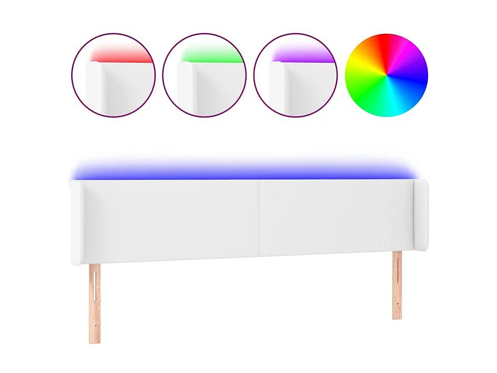 Tête de lit à LED Blanc 183x16x78-88 Similicuir