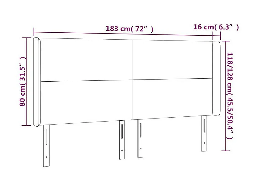 Tête de lit à LED Blanc 183x16x118-128 Similicuir