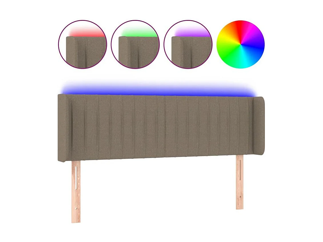 Tête de lit à LED Taupe 147x16x78-88 Tissu