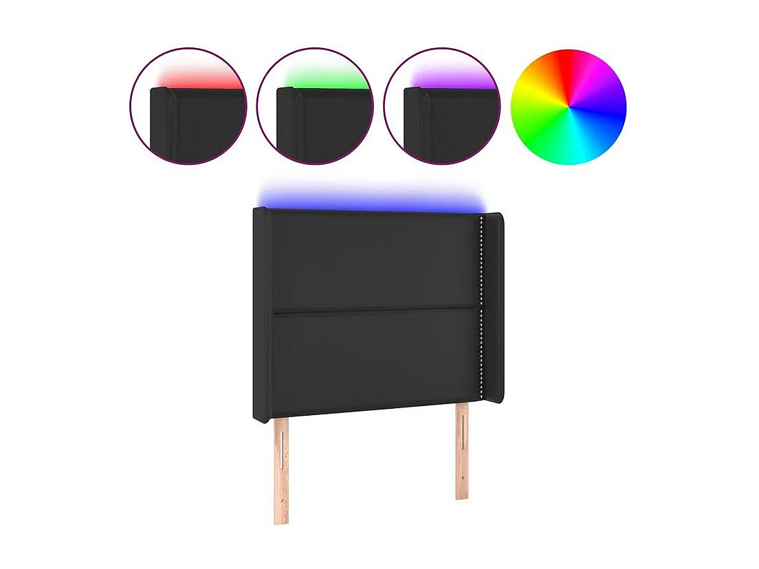 Tête de lit à LED Noir 93x16x118-128 Similicuir