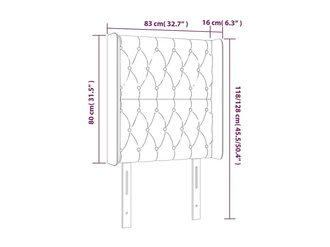 Tête de lit à LED Gris clair 83x16x118-128 Velours