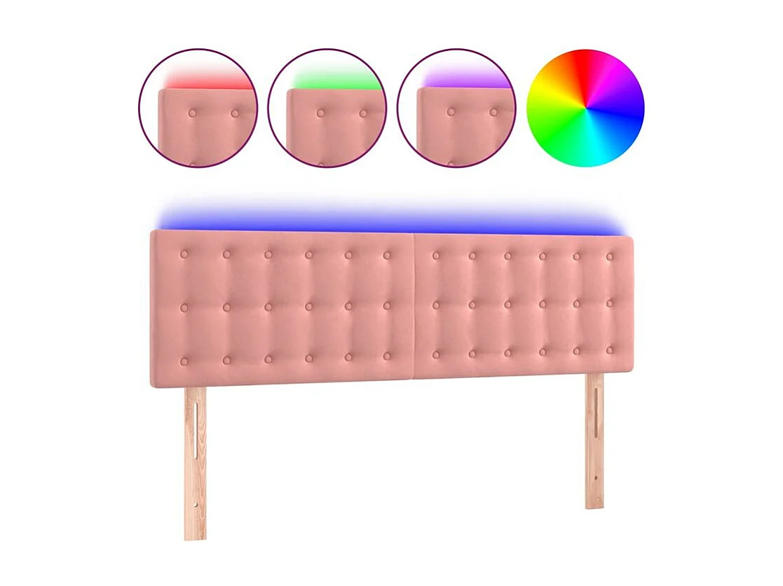 Tête de lit à LED Rose 144x5x78-88 Velours