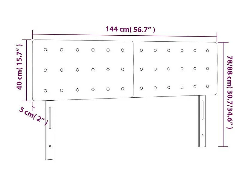 Tête de lit à LED Rose 144x5x78-88 Velours
