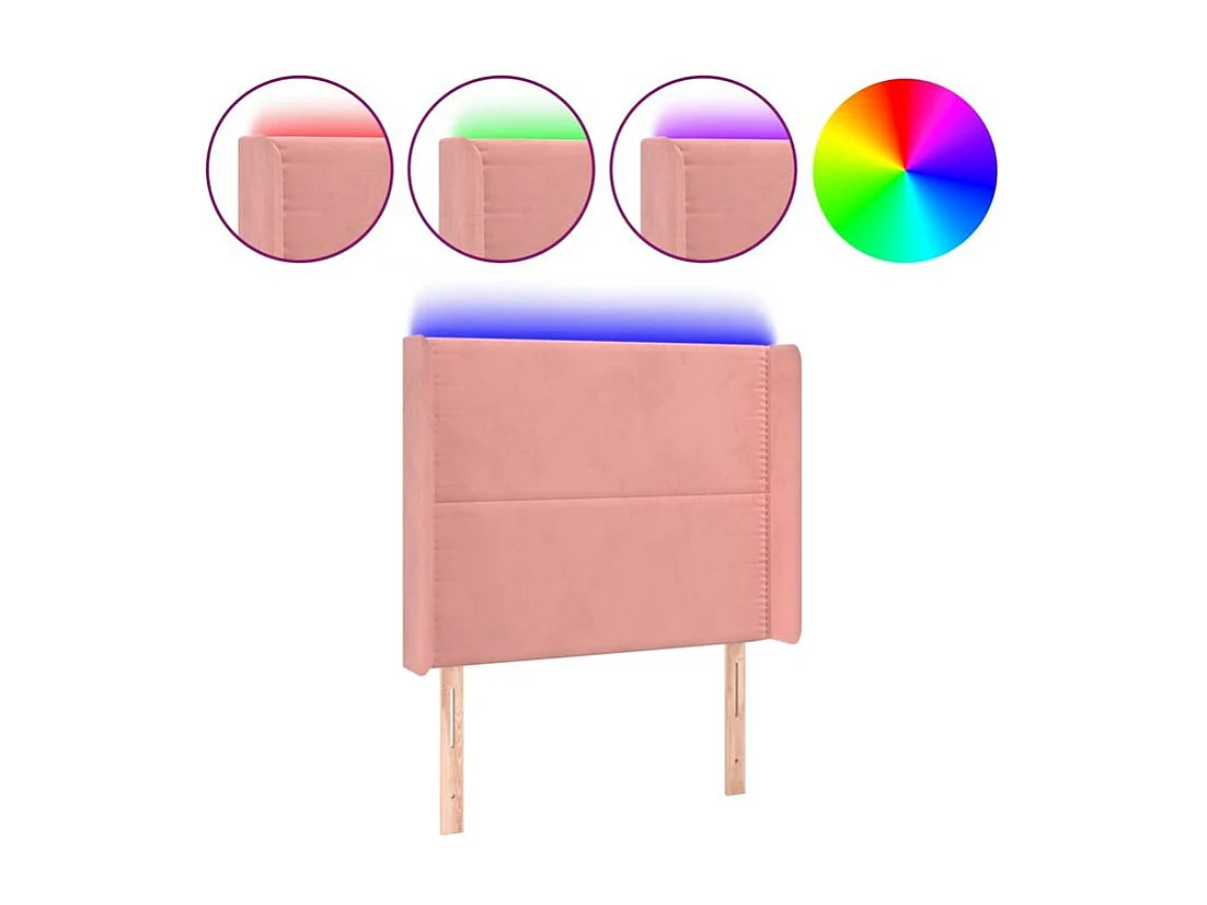 Tête de lit à LED Rose 83x16x118-128 Velours