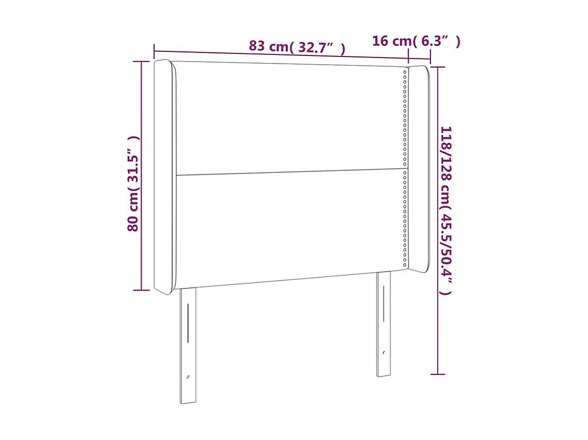 Tête de lit à LED Rose 83x16x118-128 Velours