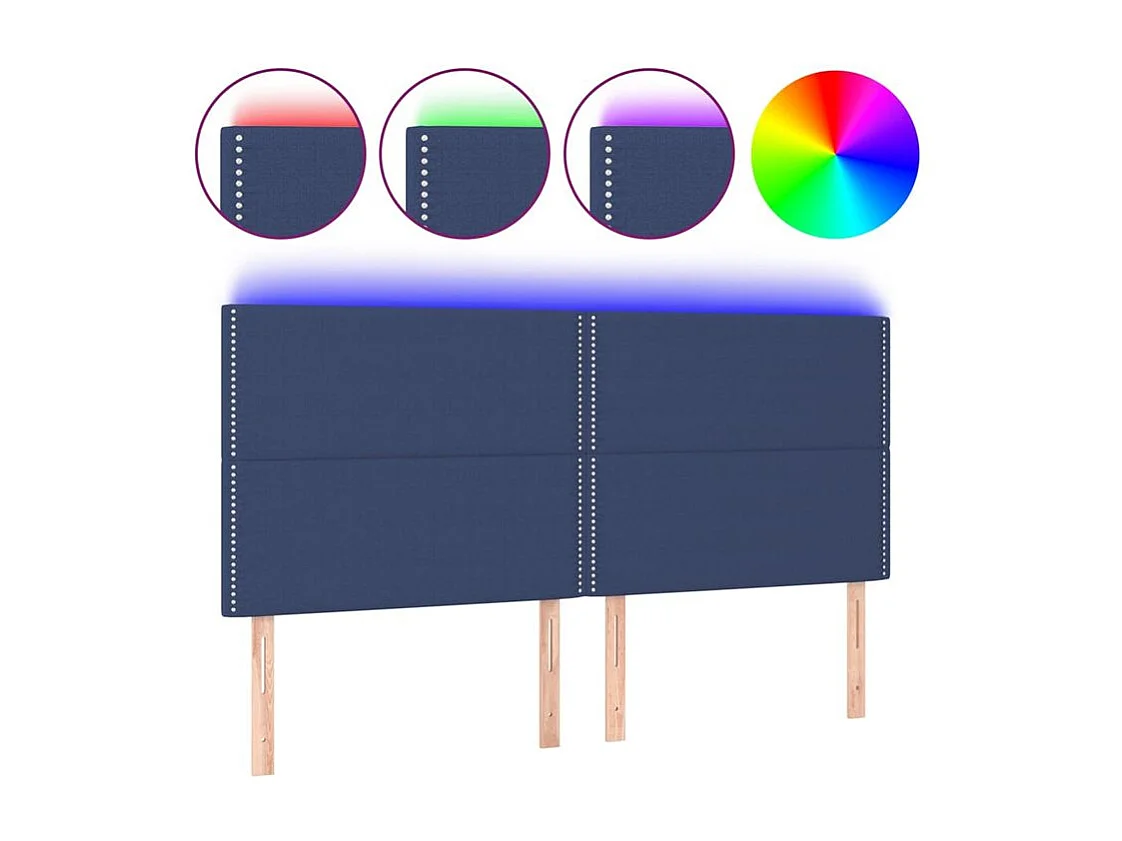 Tête de lit à LED Bleu 200x5x118-128 Tissu