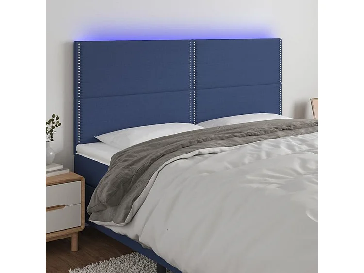 Tête de lit à LED Bleu 200x5x118-128 Tissu