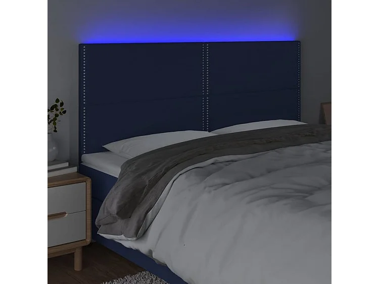 Tête de lit à LED Bleu 200x5x118-128 Tissu