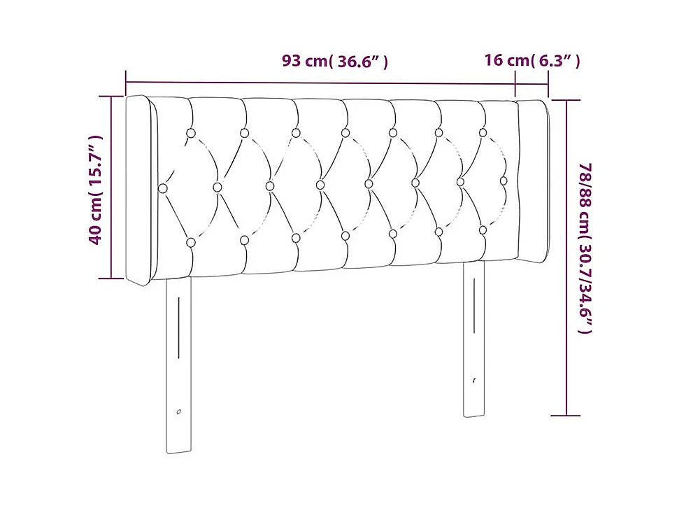 Tête de lit à LED Bleu 93x16x78-88 Tissu