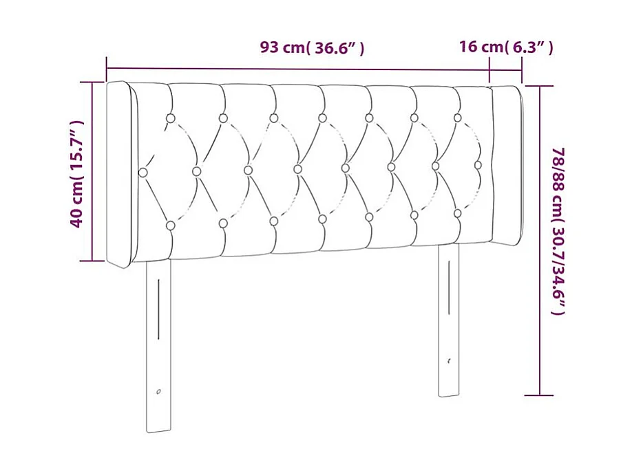 Tête de lit à LED Bleu 93x16x78-88 Tissu
