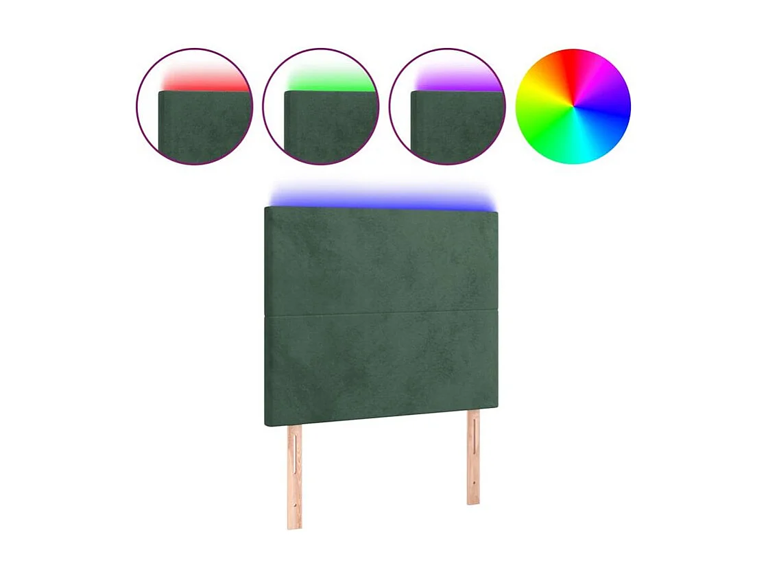 Tête de lit à LED Vert foncé 100x5x118-128 Velours