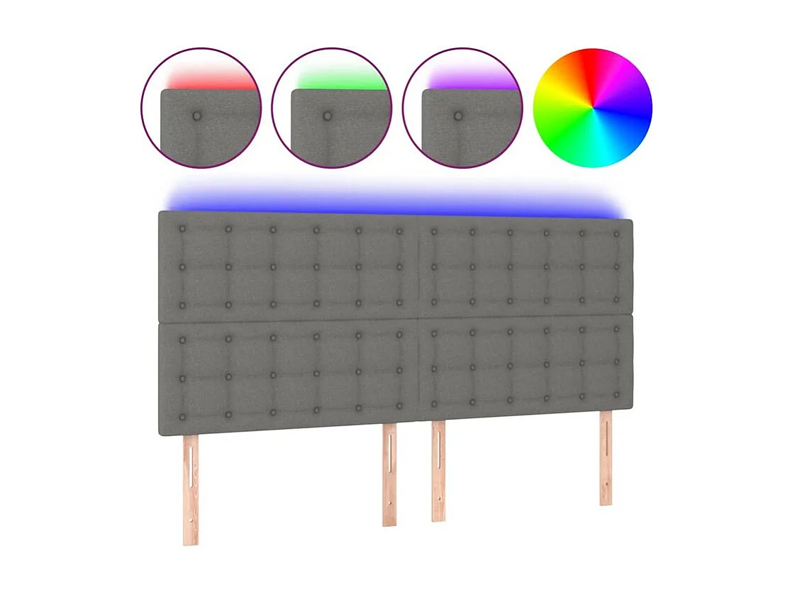 Tête de lit à LED Gris foncé 200x5x118-128 Tissu