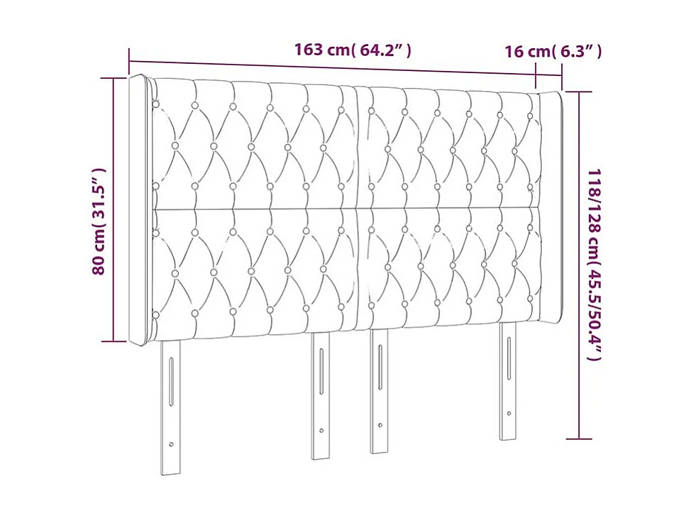 Tête de lit à LED Bleu 163x16x118-128 Tissu
