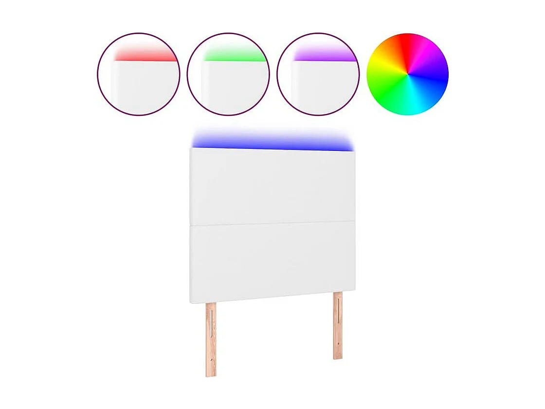Tête de lit à LED Blanc 100x5x118-128 Similicuir