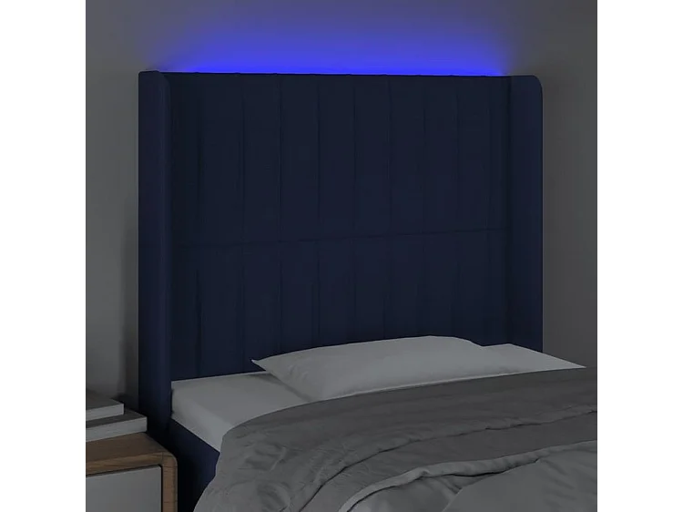 Tête de lit à LED Bleu 93x16x118-128 Tissu