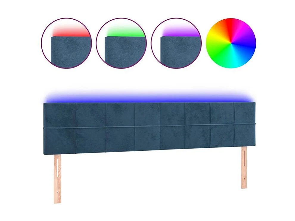 Tête de lit à LED Bleu foncé 180x5x78-88 Velours