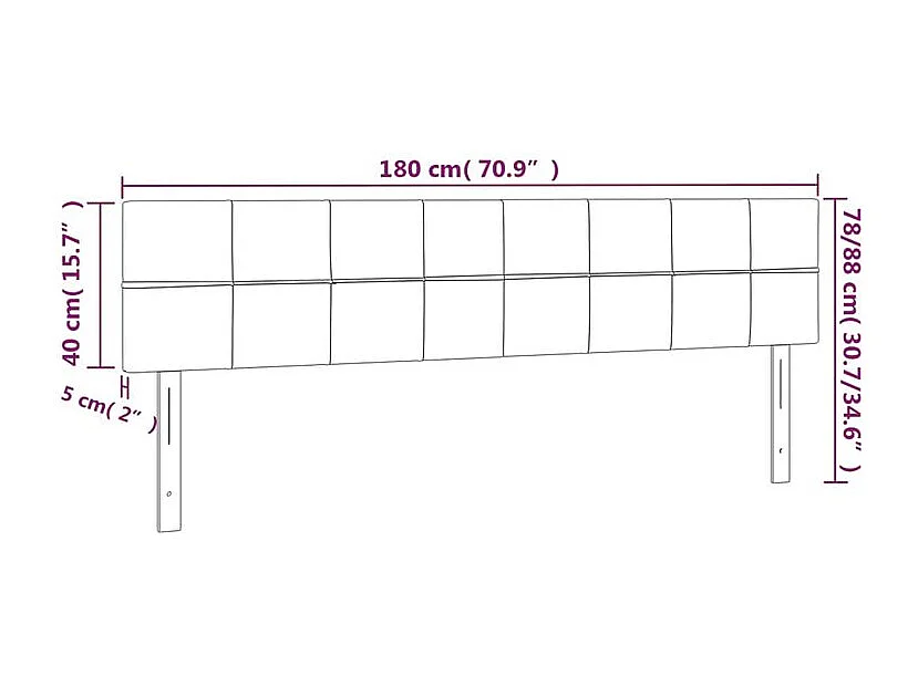 Tête de lit à LED Bleu foncé 180x5x78-88 Velours