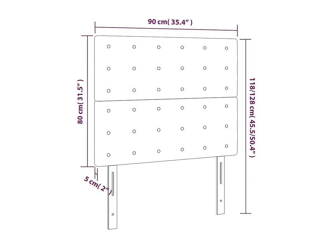 Tête de lit à LED Rose 90x5x118-128 Velours