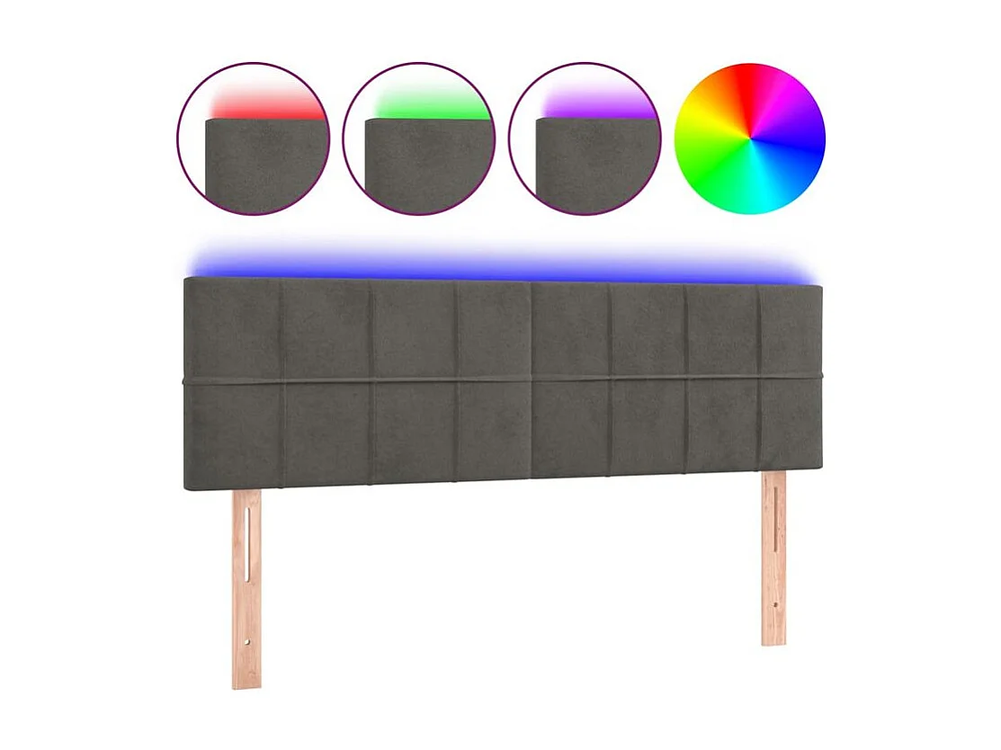 Tête de lit à LED Gris foncé 144x5x78-88 Velours