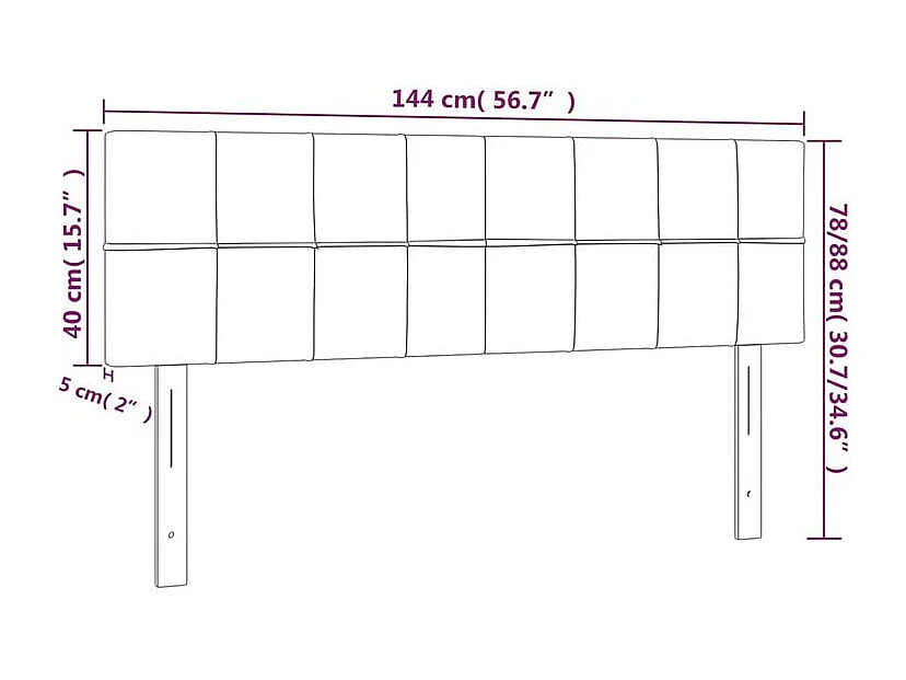 Tête de lit à LED Gris foncé 144x5x78-88 Velours