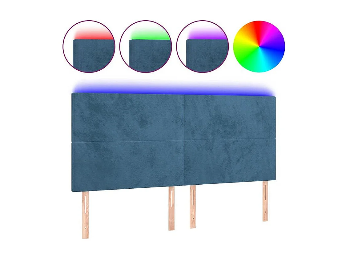 Tête de lit à LED Bleu foncé 180x5x118-128 Velours