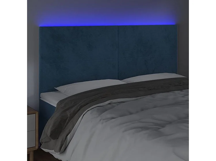 Tête de lit à LED Bleu foncé 180x5x118-128 Velours