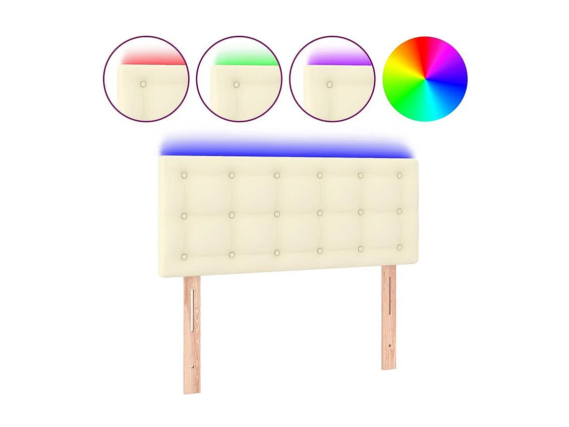 Tête de lit à LED Crème 100x5x78-88 Similicuir