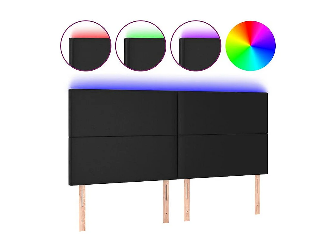 Tête de lit à LED Noir 200x5x118-128 Similicuir