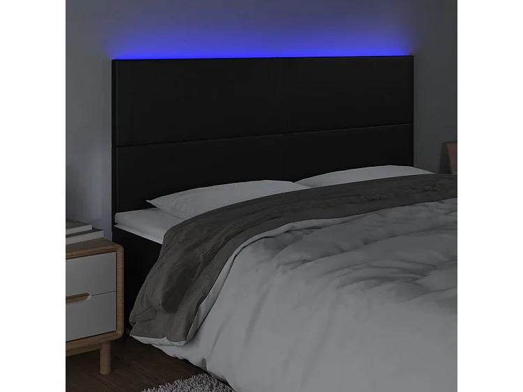 Tête de lit à LED Noir 200x5x118-128 Similicuir