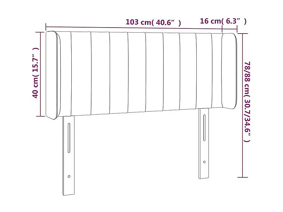 Tête de lit à LED Gris clair 103x16x78-88 Velours