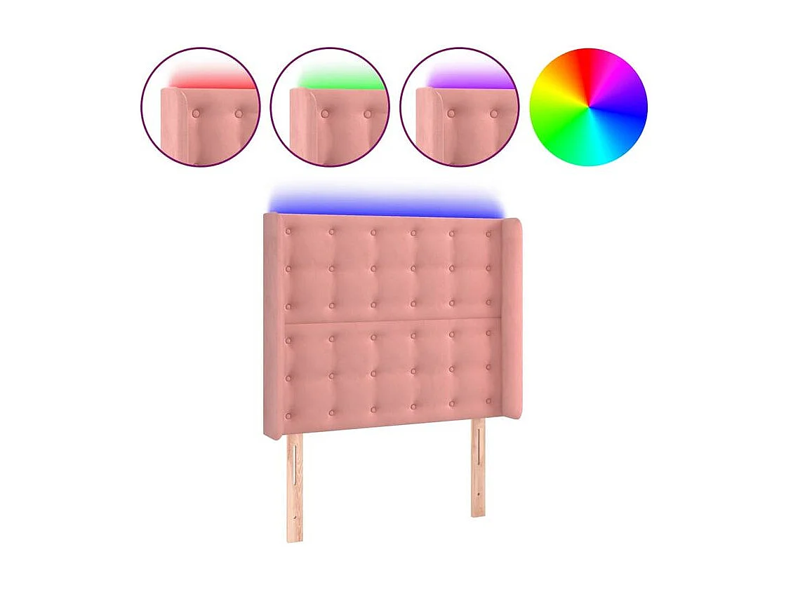 Tête de lit à LED Rose 103x16x118-128 Velours