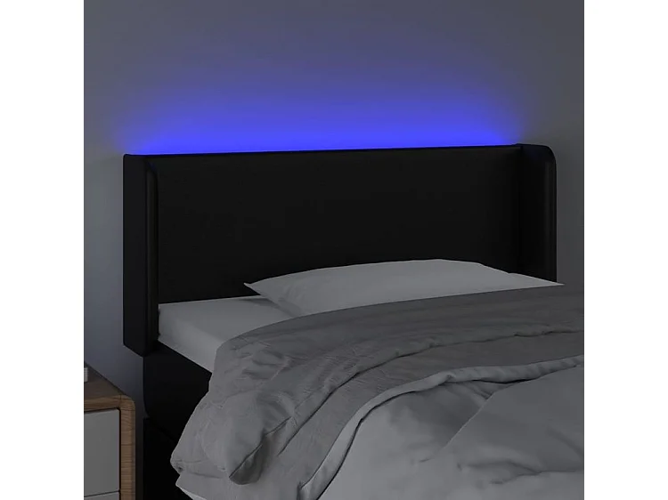 Tête de lit à LED Noir 83x16x78-88 Similicuir