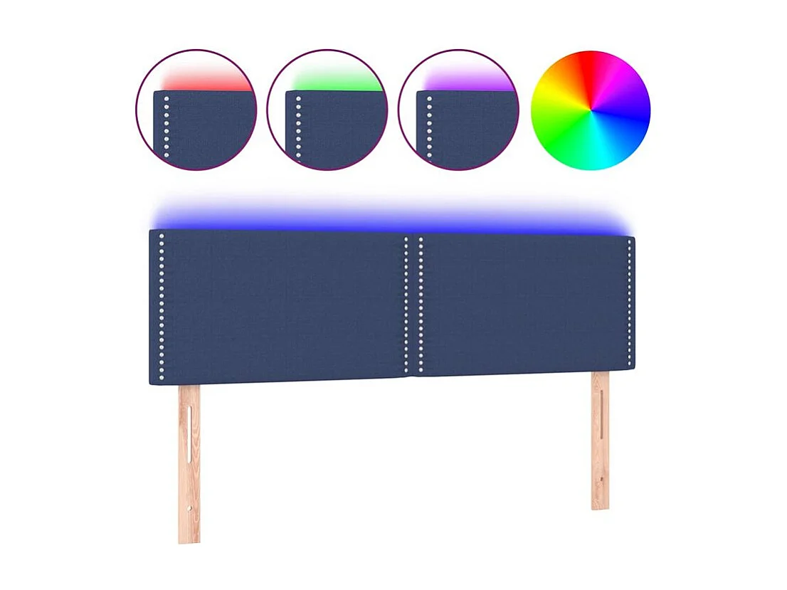 Tête de lit à LED Bleu 144x5x78-88 Tissu