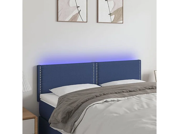 Tête de lit à LED Bleu 144x5x78-88 Tissu