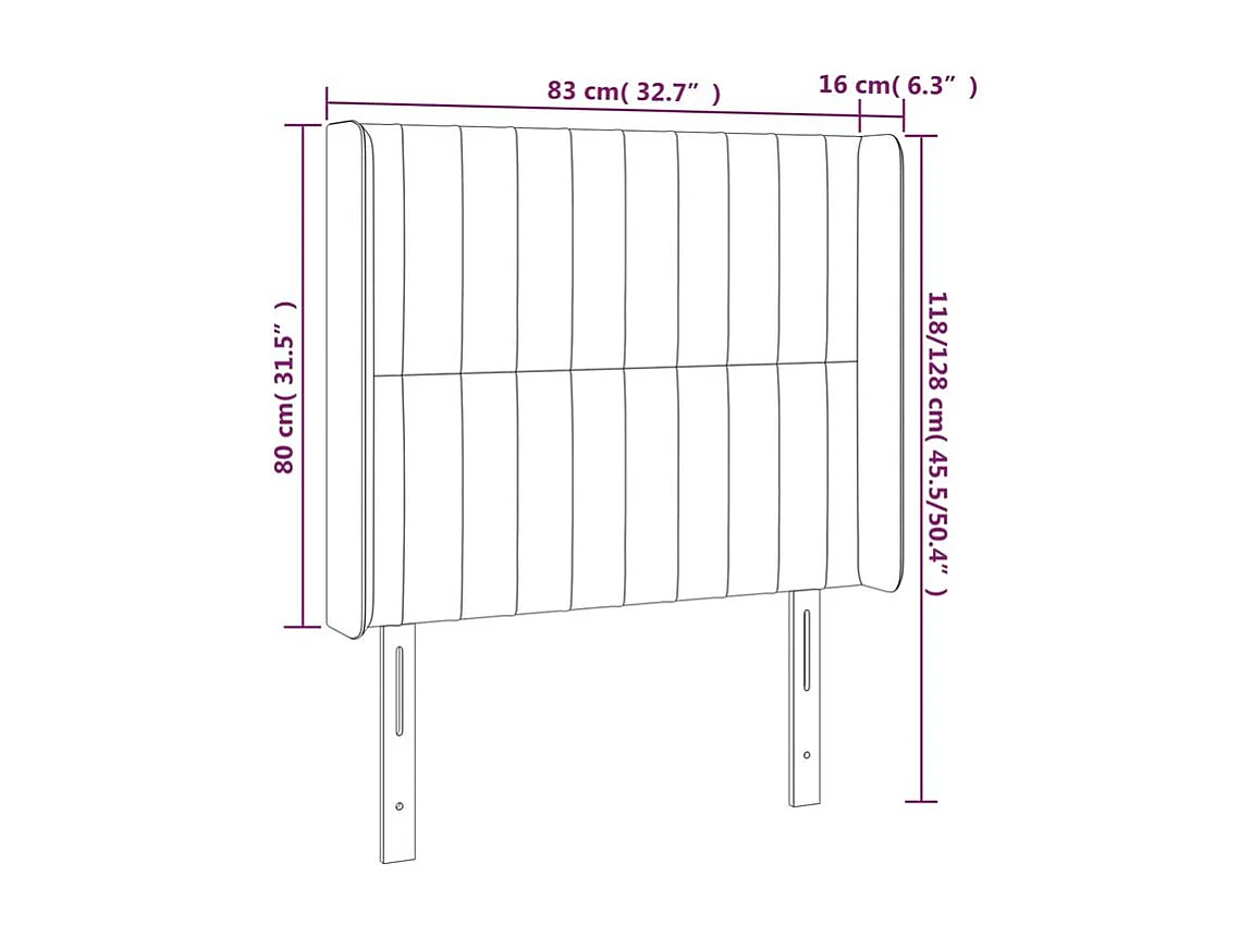 Tête de lit à LED Gris clair 83x16x118-128 Velours