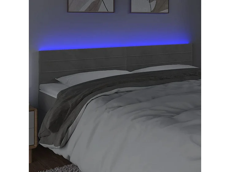 Tête de lit à LED Gris clair 200x5x78-88 Velours