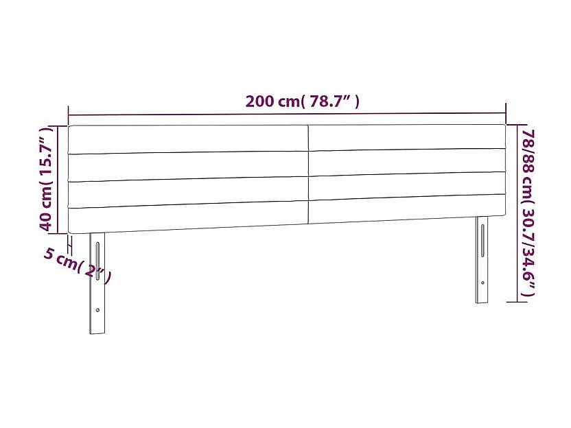 Tête de lit à LED Gris clair 200x5x78-88 Velours