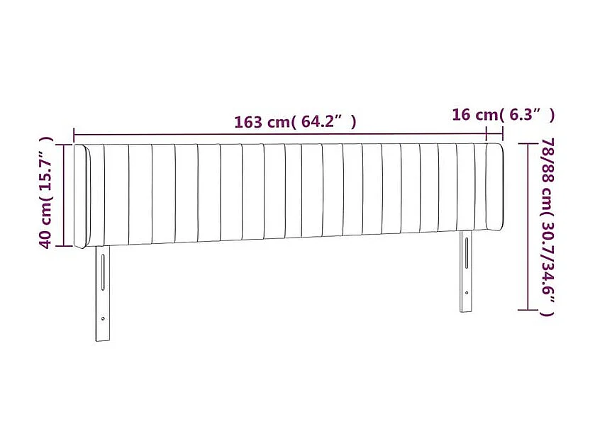 Tête de lit à LED Gris clair 163x16x78-88 Velours