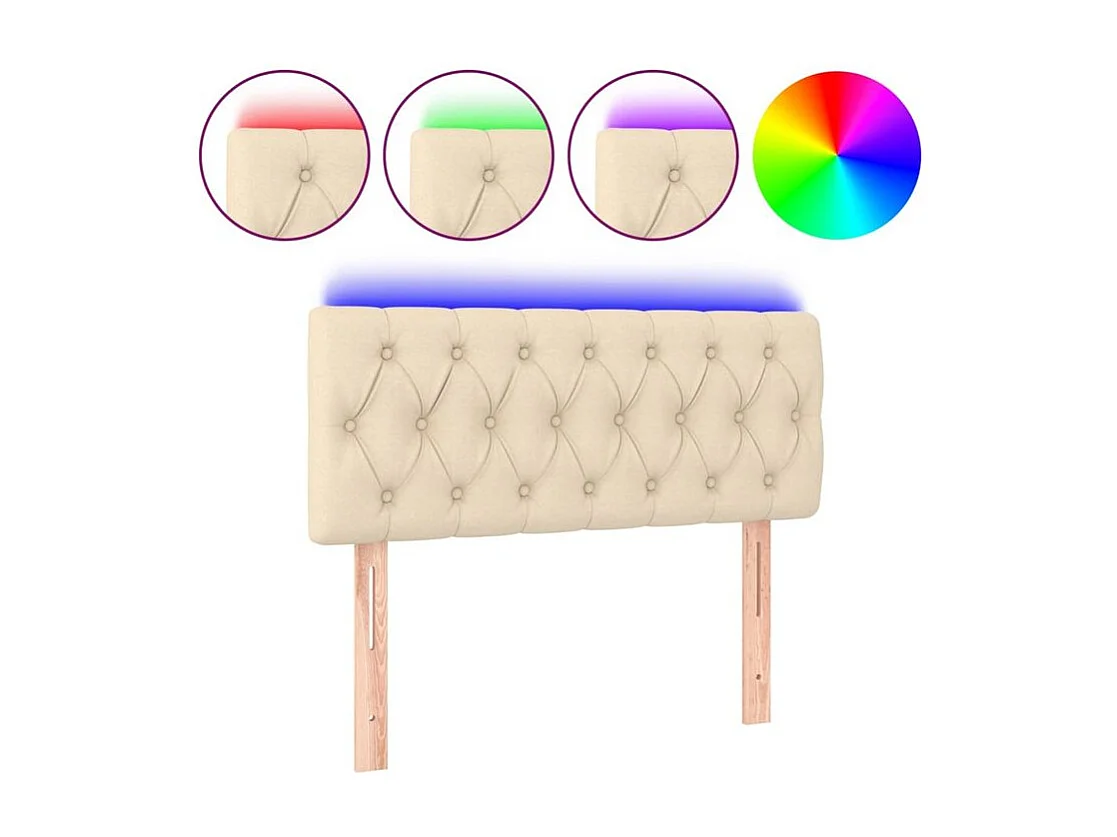 Tête de lit à LED Crème 100x7x78-88 Tissu