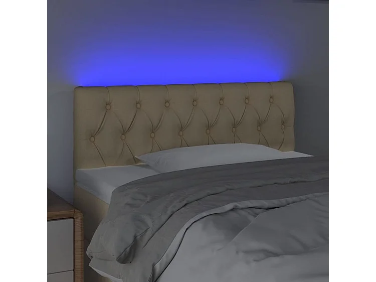 Tête de lit à LED Crème 100x7x78-88 Tissu