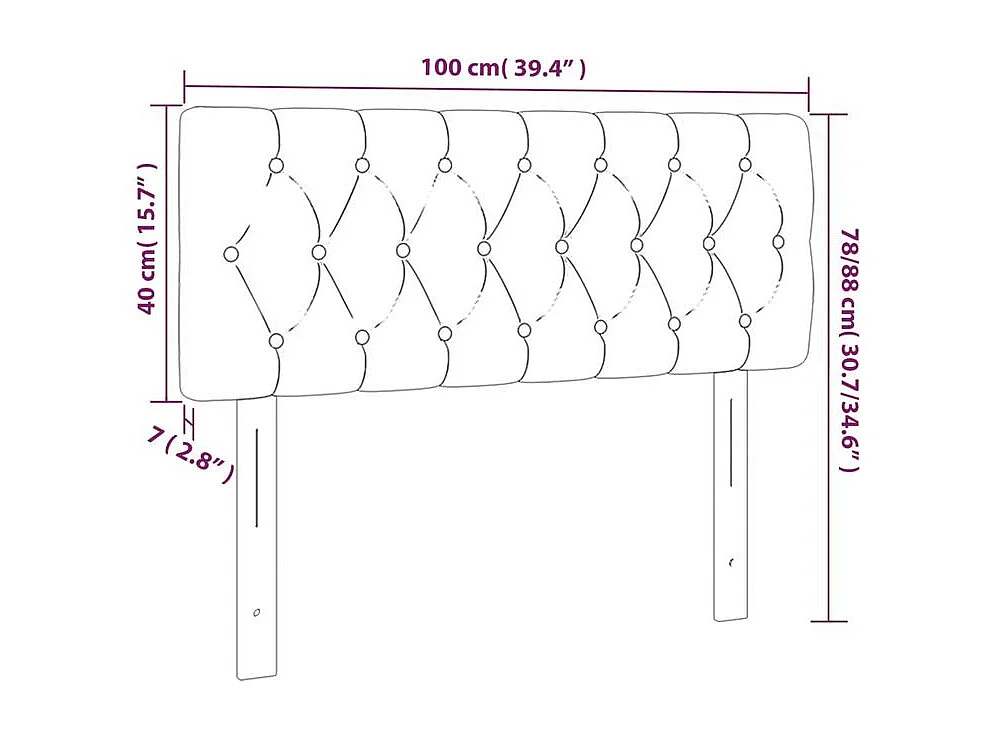 Tête de lit à LED Crème 100x7x78-88 Tissu