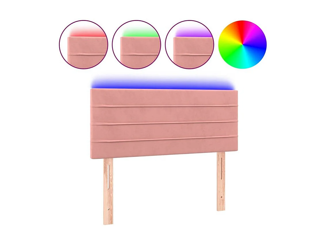 Tête de lit à LED Rose 90x5x78-88 Velours