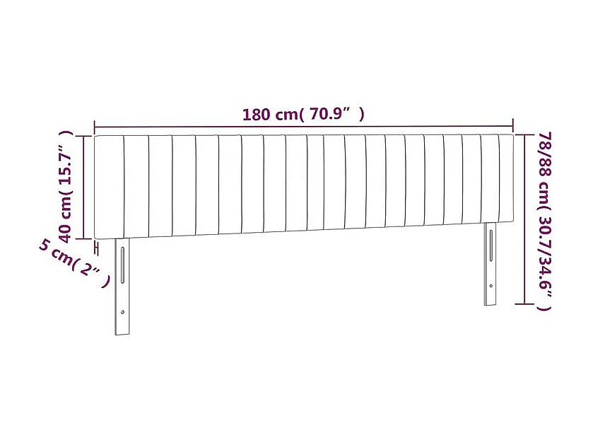 Tête de lit à LED Bleu foncé 180x5x78-88 Velours