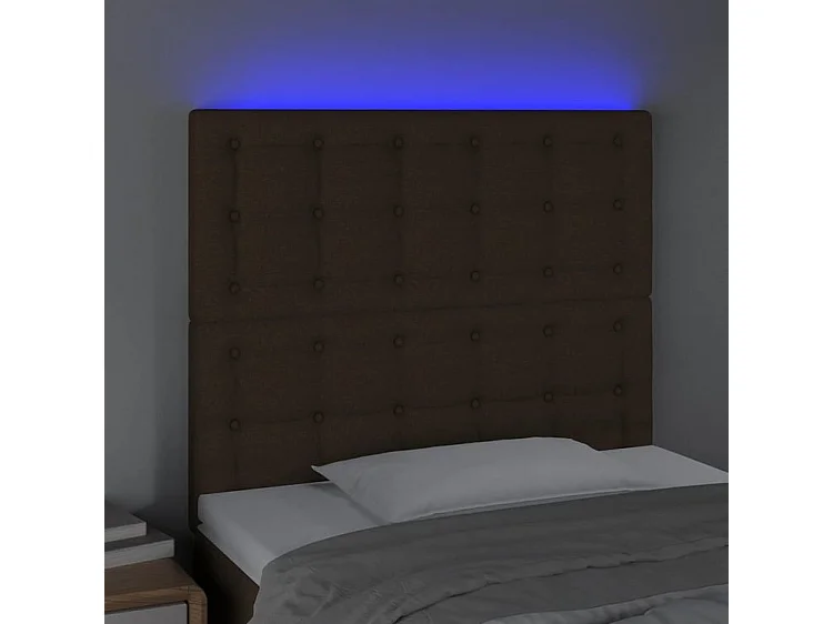Tête de lit à LED Marron foncé 80x5x118-128 Tissu