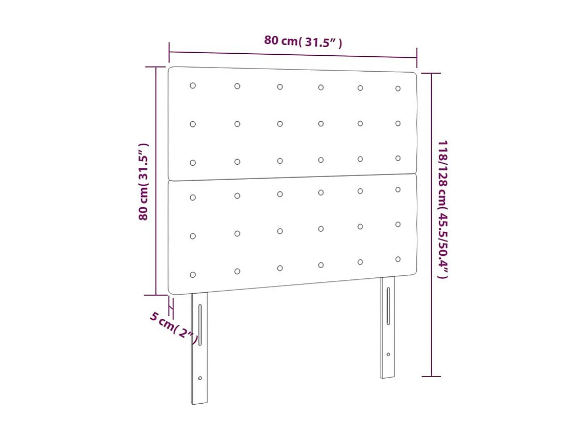 Tête de lit à LED Marron foncé 80x5x118-128 Tissu